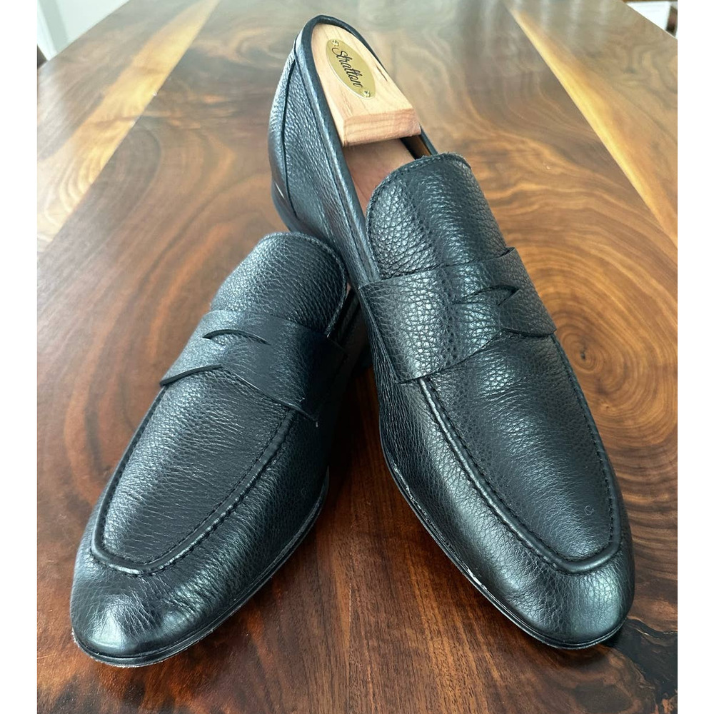 Aquatalia loafer in black leather, US 11.5